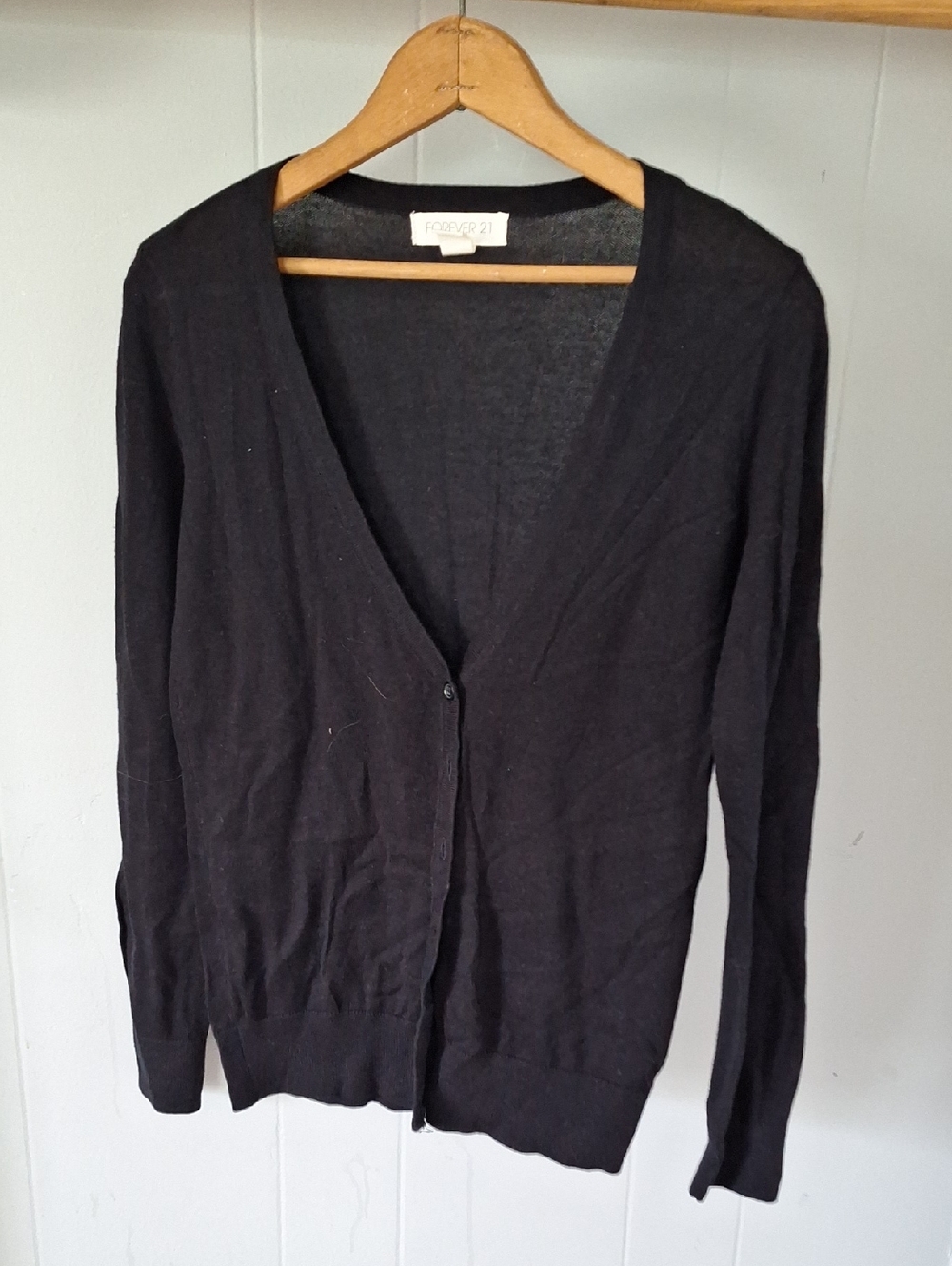 Forever 21 Black V-Neck Button-Front Cardigan